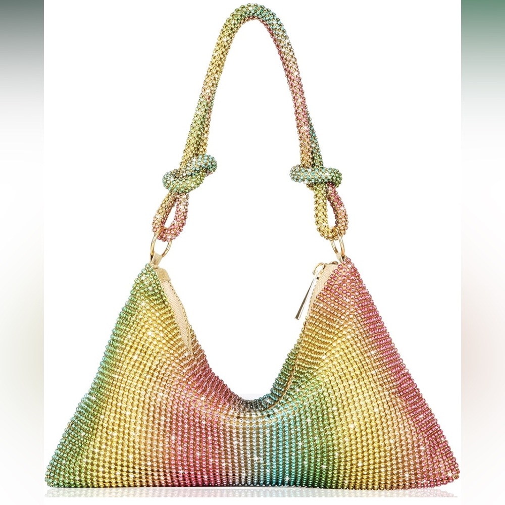 Rainbow Rhinestone Shoulder Bag – Gradient Crystal Sparkle Purse 💖✨